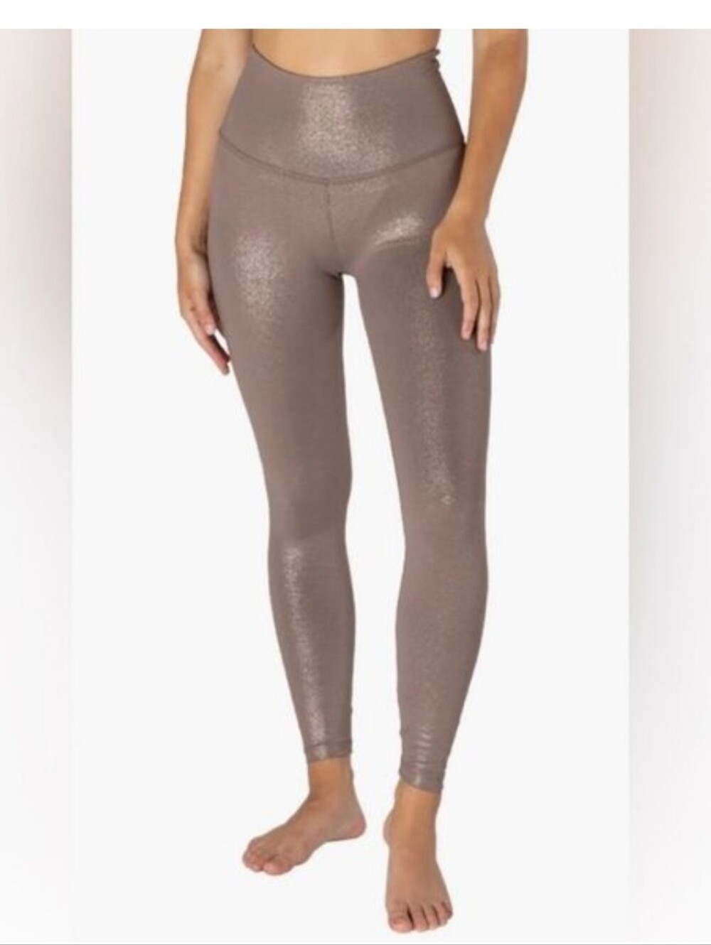 Beyond Yoga Twinkle High Waisted 7/8 Yoga Legging Mocha Brown/Rose Size S
